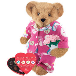 15" Conversation Hearts PJ Teddy Bear with Roses and Chocolates