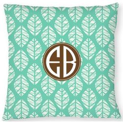 Clairebella Personalized Woodcut Leaves Outdoor Pillow