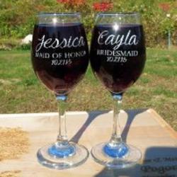 Bridesmaid's Personalized Toasting Wine Glass