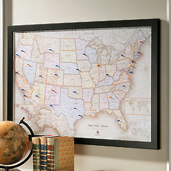 Magnetic USA Travel Map in Espresso Frame