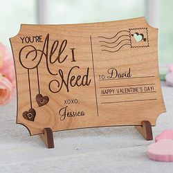 Your'e All I Need Romantic Wooden Postcard Plaque