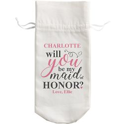 Personalized Be My Maid of Honor? Wine Bag