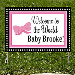 Baby Bows Pink Yard Sign