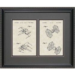 Star Wars X-Wing Fighter and TIE Fighter Patent Art Framed Print