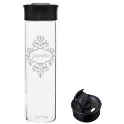 Personalized Reusable Glass Brocade Water Bottle