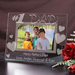 Engraved Number One Dad Glass Picture Frame