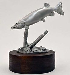 Diving Musky Pewter Figurine
