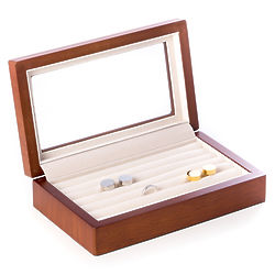 Cherry Wood Cufflinks Box with Glass Top