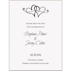 Twin Hearts Personalized Wedding Save the Date Cards