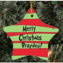 Personalized Ceramic Merry Christmas Star Ornament