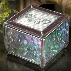 Stained Glass Box with Etched Butterfly Top