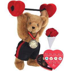 15" My Heart Pounds for You Teddy Bear with Red Roses & Chocolate