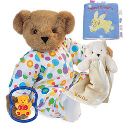 Pajama Bear with Buddy Blanket, Rattle and Book