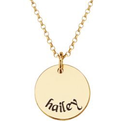 Girl's Gold Over Sterling Engraved Name Disc Pendant