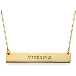 Personalized 10K Yellow Gold Bar Necklace