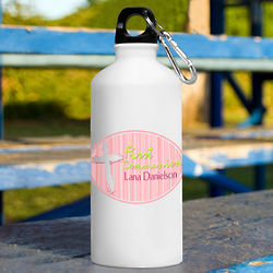 Personalized First Communion Pink Water Bottle
