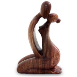 A Kiss on the Cheek Wood Statuette