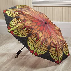 Umbrella with Stained Glass Butterfly Pattern
