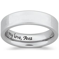 Men's Tungsten Polished Flat Engraved Message Band