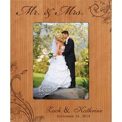 Mr. and Mrs. Personalized Cherry Wood Picture Frame