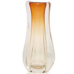 Handblown Amber Ruffles Art Glass Vase