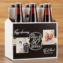 Personalized Anniversary Beer Bottle Carrier