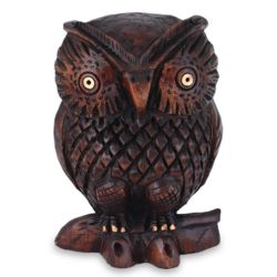 Midnight Owl Wood Statuette