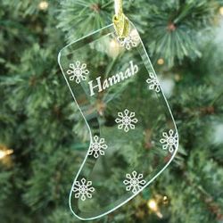 Engraved Snowflake Glass Stocking Ornament