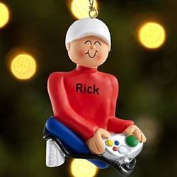 Male Caucasian Video Game Player Personalized Ornament