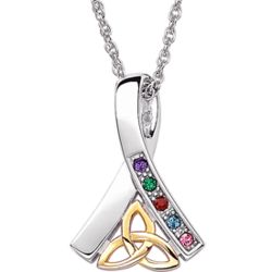 Sterling Silver Trinity Knot Family Birthstone Pendant