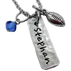 Football Personalized Birthstone Necklace