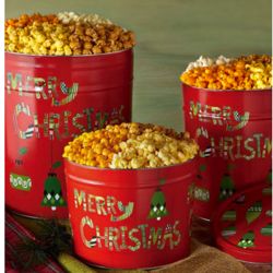 3 Flavors and 3.5 Gallons of Popcorn in Merry Christmas Tins
