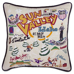 Embroidered Ski Sun Valley Pillow