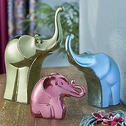 Bright Metallic Elephant Figurine Set