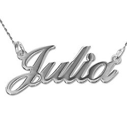 14K White Gold Classic Name Necklace with Twist Chain