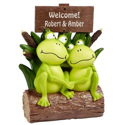 Personalized Frogs on a Log Garden Statue