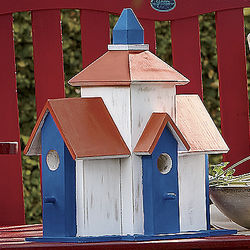 Red, White and Blue Wooden Birdhouse