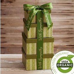 Organic Fruit and Snack Gift Tower with Sympathy Ribbon