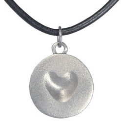 Melting Heart Stainless Steel Pendant with Black Leather Cord