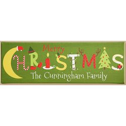 Personalized Whimsical Merry Christmas Canvas Wall Art