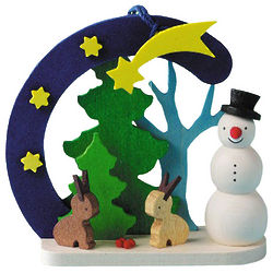 Snowman with Bunnies Ornament