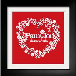 Paper Cut Love Heart Personalized and Framed Print