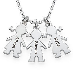 Engraved Necklace with Children Charms