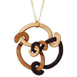 Trinity of Interlocking Wooden Forms Necklace