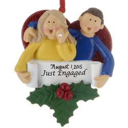 Just Engaged Happy Couple Personalized Christmas Ornament