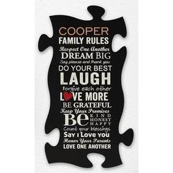 Personalized Family Rules Puzzle Piece Wall Art