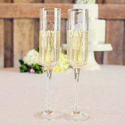 Personalized Best Day Ever Contemporary Champagne Flutes