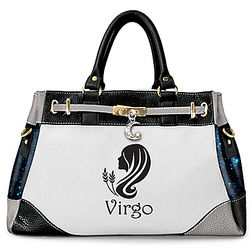 Zodiac Handbag with Crescent Moon Charm and Zodiac Sign Card
