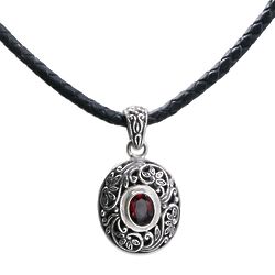 Wild Beauty Leather and Garnet Pendant