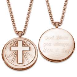 Personalized Gold-Plated Cross Engraved Locket